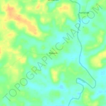 Topografische kaart Mopani, hoogte, reliëf