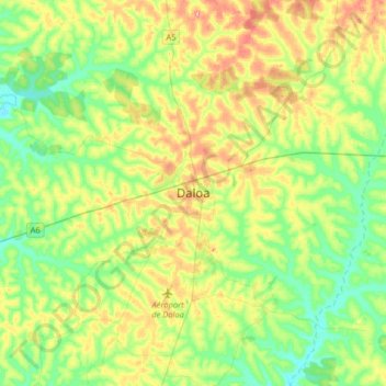Topografische kaart Daloa, hoogte, reliëf