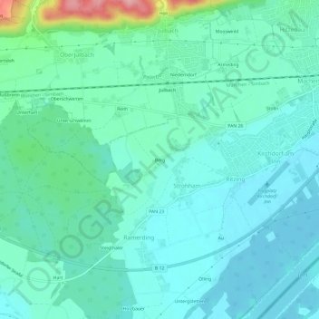 Topografische kaart Berg, hoogte, reliëf