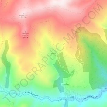 Topografische kaart Forna, hoogte, reliëf