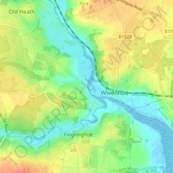 Topografische kaart Rowhedge, hoogte, reliëf