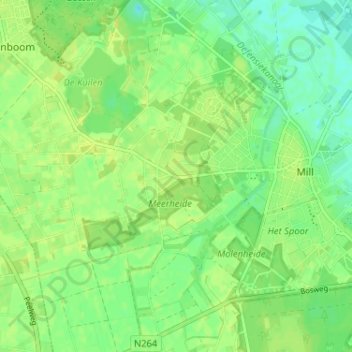 Topografische kaart Meeren, hoogte, reliëf