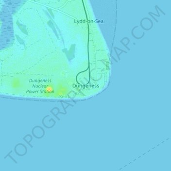Topografische kaart Dungeness, hoogte, reliëf