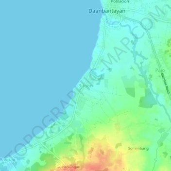 Topografische kaart Bitoon, hoogte, reliëf
