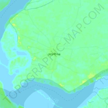 Topografische kaart Mehendiganj, hoogte, reliëf