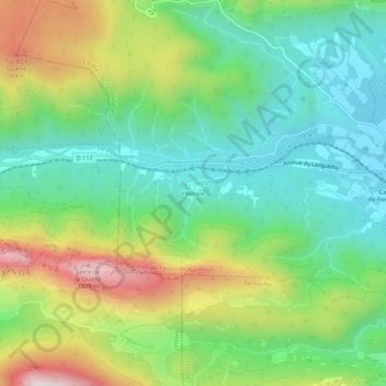 Topografische kaart Villeraze, hoogte, reliëf