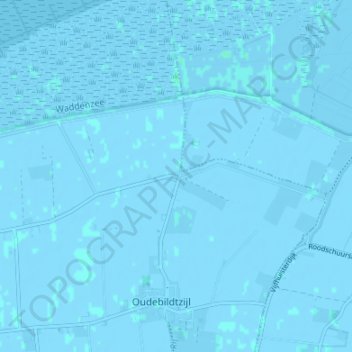 Topografische kaart Nieuwebildtzijl, hoogte, reliëf