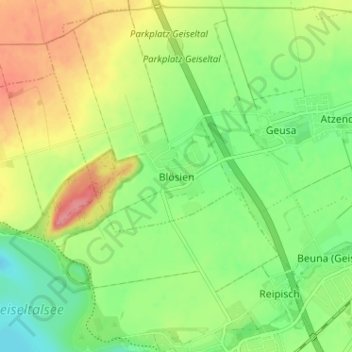Topografische kaart Blösien, hoogte, reliëf