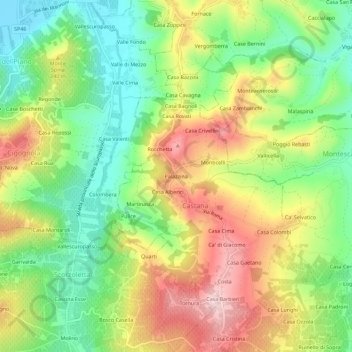 Topografische kaart Palazzina, hoogte, reliëf