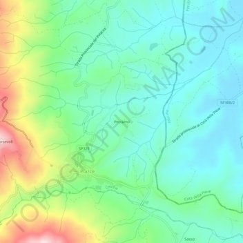 Topografische kaart Vecciano, hoogte, reliëf