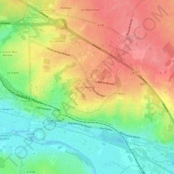 Topografische kaart Les Mabilats, hoogte, reliëf
