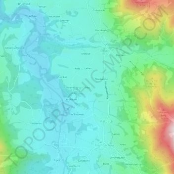 Topografische kaart Stög, hoogte, reliëf