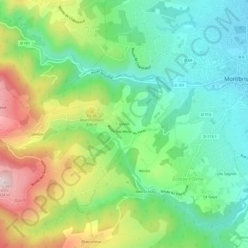 Topografische kaart Vinols, hoogte, reliëf