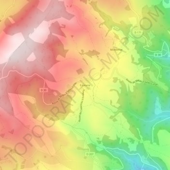 Topografische kaart Estalane, hoogte, reliëf