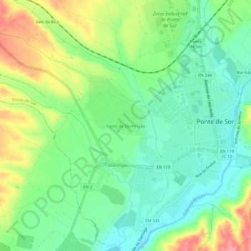 Topografische kaart Foros de Domingão, hoogte, reliëf