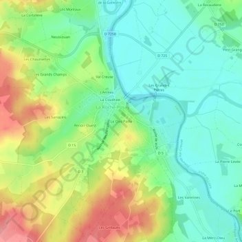 Topografische kaart Le Clos Paille, hoogte, reliëf