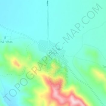 Topografische kaart Peñas, hoogte, reliëf