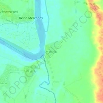Topografische kaart Minanga, hoogte, reliëf