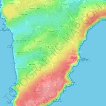Topografische kaart Saint-Hernot, hoogte, reliëf