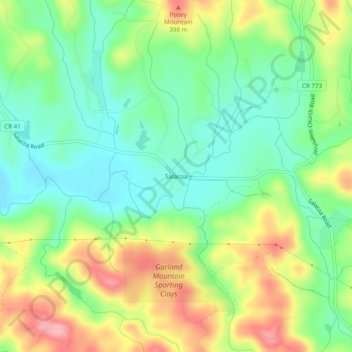 Topografische kaart Salacoa, hoogte, reliëf