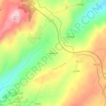Topografische kaart Rapadoura, hoogte, reliëf