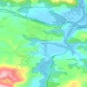 Topografische kaart Vilde, hoogte, reliëf