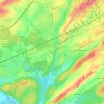 Topografische kaart Candart, hoogte, reliëf