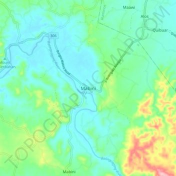 Topografische kaart Mabini, hoogte, reliëf