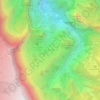 Topografische kaart Roche Plate, hoogte, reliëf