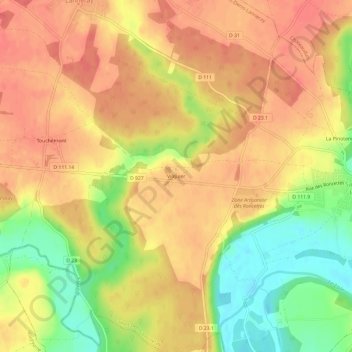 Topografische kaart Vilquier, hoogte, reliëf
