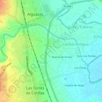 Topografische kaart Cotillas, hoogte, reliëf