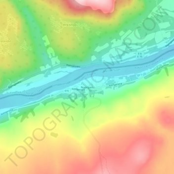Topografische kaart Nuorgam, hoogte, reliëf