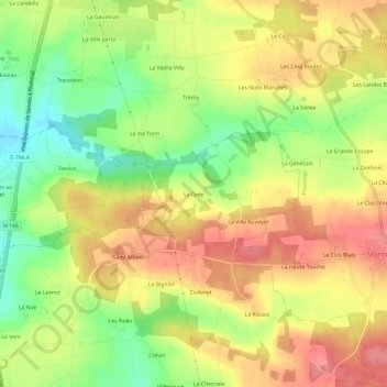 Topografische kaart La Grée, hoogte, reliëf