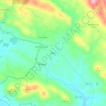 Topografische kaart Cubos, hoogte, reliëf