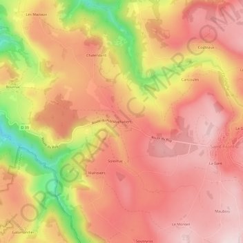 Topografische kaart Machabert, hoogte, reliëf