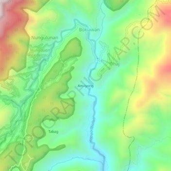 Topografische kaart Am-iyong, hoogte, reliëf