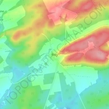 Topografische kaart Roly, hoogte, reliëf