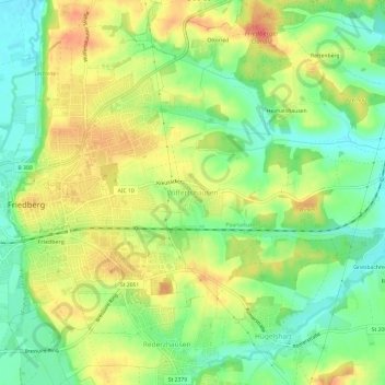Topografische kaart Wiffertshausen, hoogte, reliëf