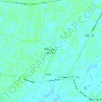 Topografische kaart Whaplode Drove, hoogte, reliëf