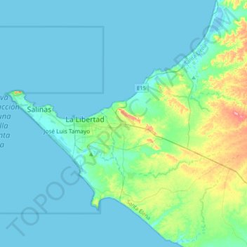 Topografische kaart Santa Elena, hoogte, reliëf