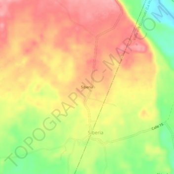 Topografische kaart Siberia, hoogte, reliëf