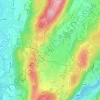 Topografische kaart Soiriat, hoogte, reliëf
