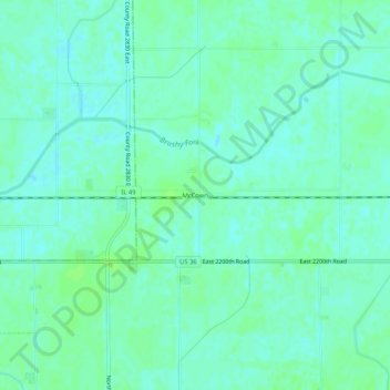 Topografische kaart McCown, hoogte, reliëf