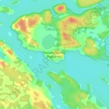 Topografische kaart Poplar Hill, hoogte, reliëf