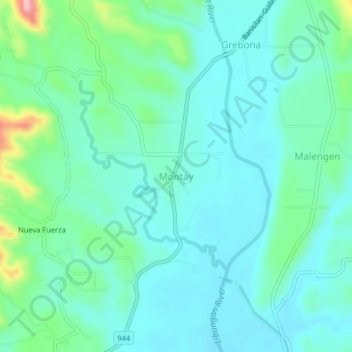 Topografische kaart Montay, hoogte, reliëf