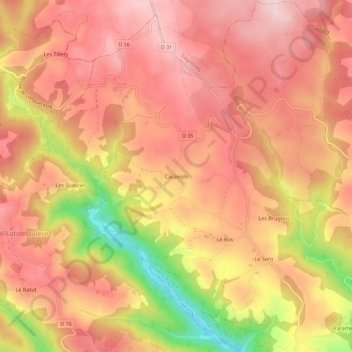 Topografische kaart Cacaviole, hoogte, reliëf