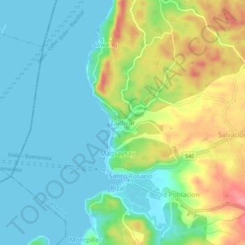 Topografische kaart Zaldivar, hoogte, reliëf