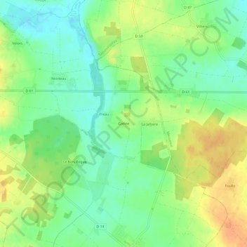Topografische kaart Gatine, hoogte, reliëf