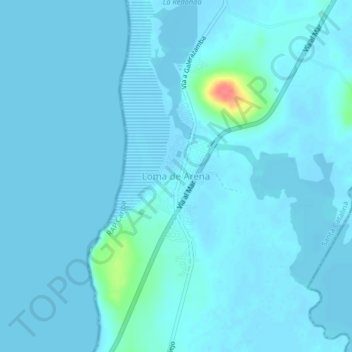 Topografische kaart Loma de Arena, hoogte, reliëf