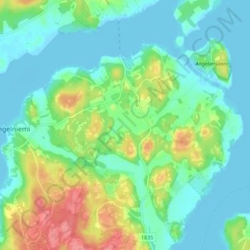 Topografische kaart Palstakulma, hoogte, reliëf